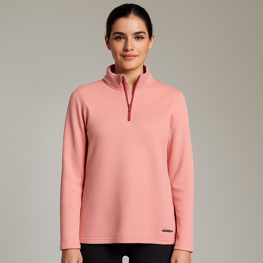 Pepper Half Zip Long Sleeve Swearshirt Pink Large